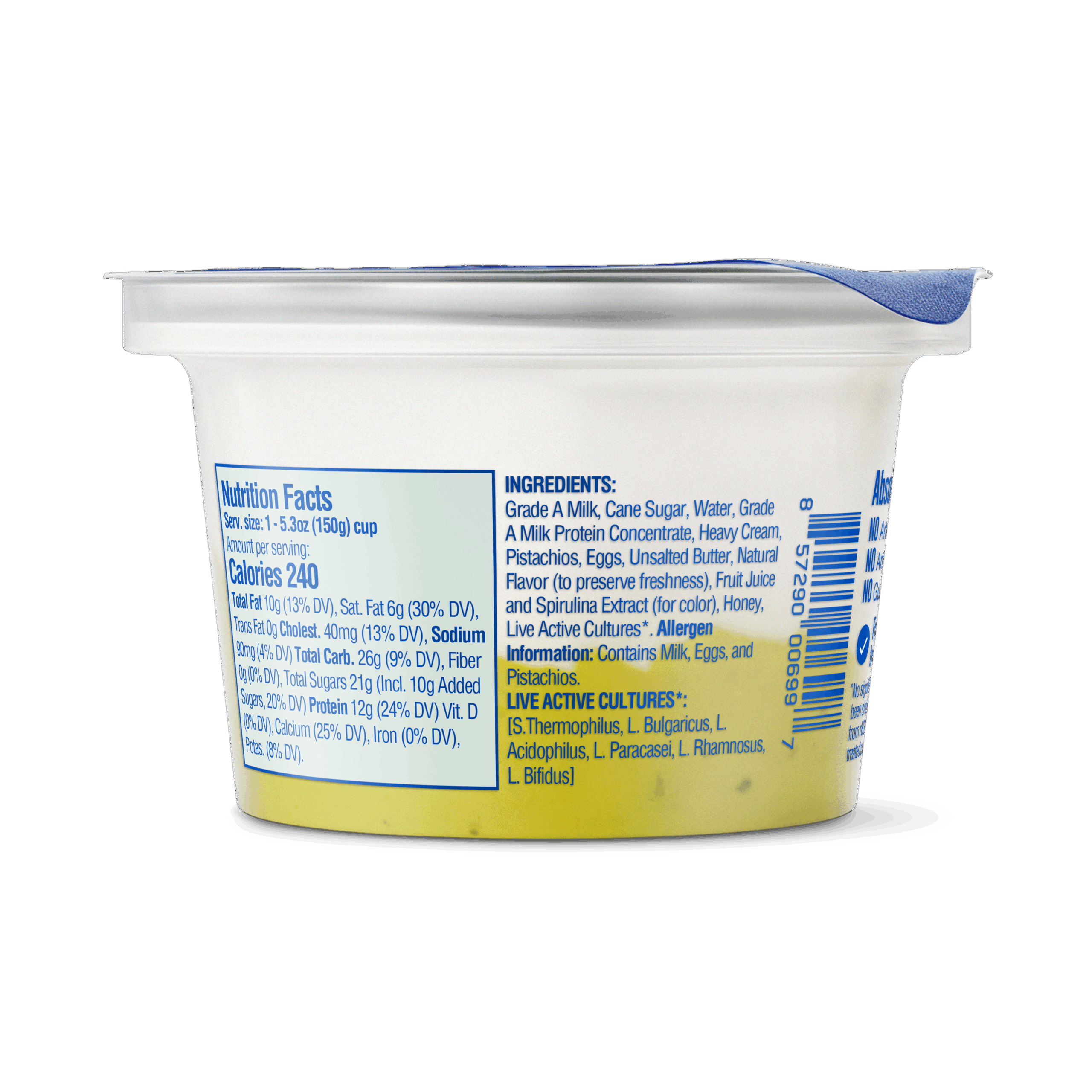 pistachio crème pistachio crème back of cup with nutrition fact panel